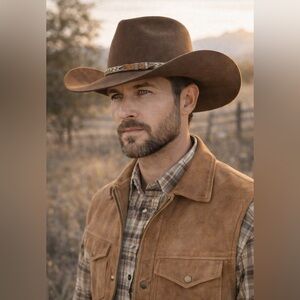 Cody James Brown Wool Felt Western Cowboy Hat .Leather Buckle Band-Size 7 1/2